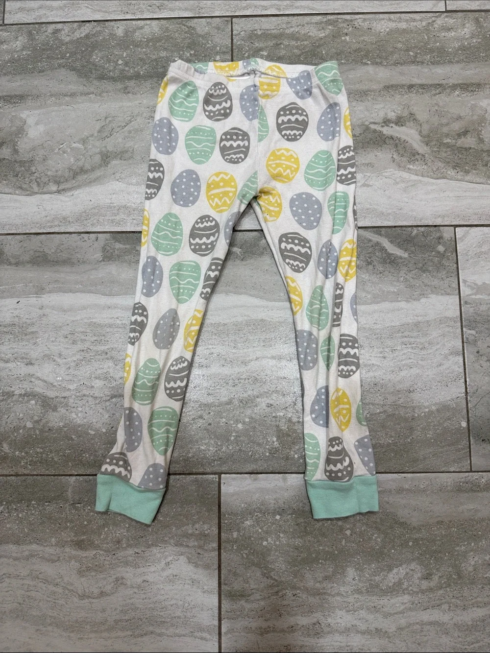 Carter's White Short-Sleeve Pajama Set with Mint, Yellow & Gray Egg Print
